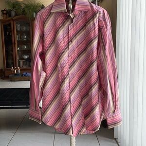 Steve Harvey Collection Long Sleeve 100% Cotton Button-Up Shirt Size 44 (17.5)